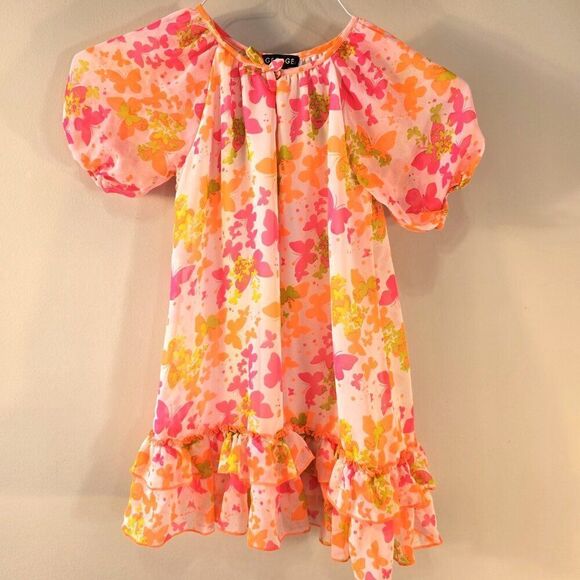 George Girls Dress Size 7-8 Butterfly Chiffon Fabric Ruffled Flare - Picture 4 of 9